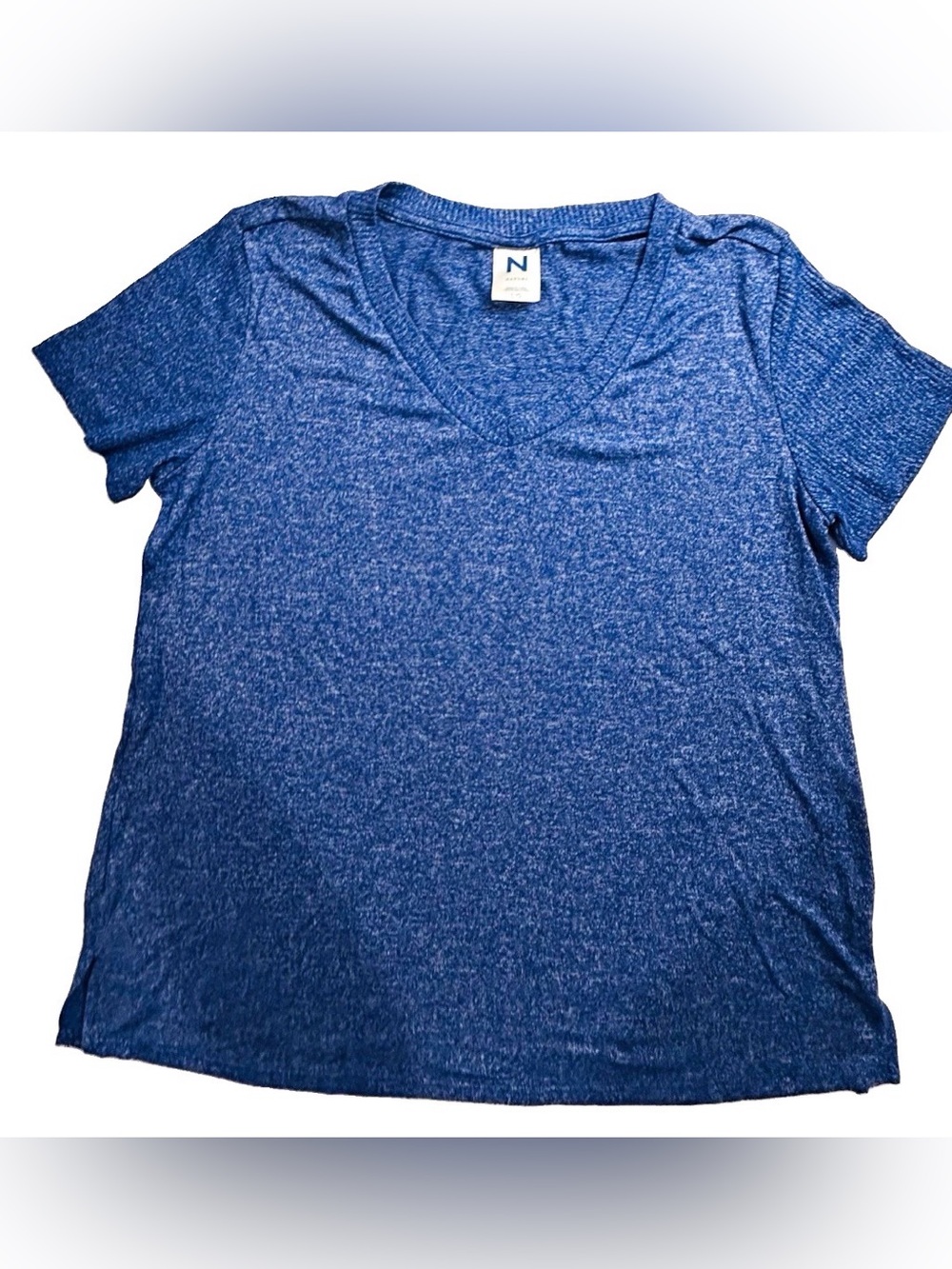 Natori Heathered Blue V-Neck Lounge Top Size L